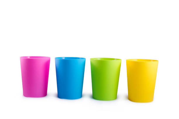 istock Plastic glasses in Magenta, Blue, Green and Yellow colour 645891710