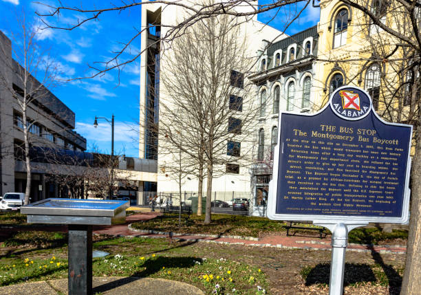 Commemorative Markers in Montgomery Commemorative markers in downtown Montgomery honoring the Civil Rights Movement. civil rights act stock pictures, royalty-free photos & images