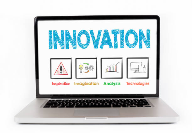 istock Innovation Business concept. Laptop isolated on white background 645948518