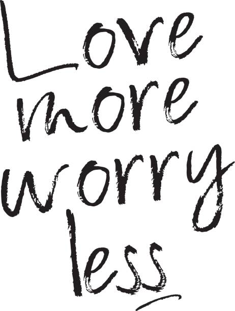 istock love more worry less,Positive lettering. vector Hand Drawn Marker Lettering Isolated On White Background.Ink illustration. Modern brush calligraphy. 645953184