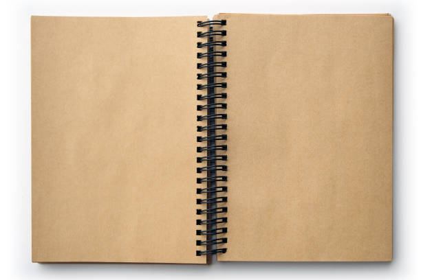 istock Open old book with blank pages isolated on white 645955690