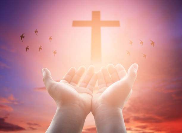 istock Human hands open palm up worship. Eucharist Therapy Bless God Helping Repent Catholic Easter Lent Mind Pray. Christian concept background. 645965642