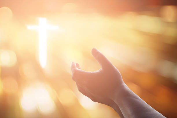 istock Human hands open palm up worship. Eucharist Therapy Bless God Helping Repent Catholic Easter Lent Mind Pray. Christian concept background. 645965662