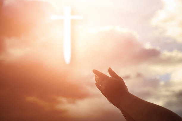 istock Human hands open palm up worship. Eucharist Therapy Bless God Helping Repent Catholic Easter Lent Mind Pray. Christian concept background. 645965730