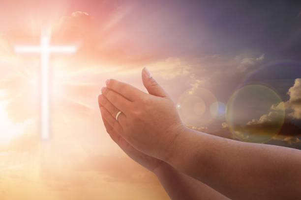 istock Human hands open palm up worship. Eucharist Therapy Bless God Helping Repent Catholic Easter Lent Mind Pray. Christian concept background. 645966018