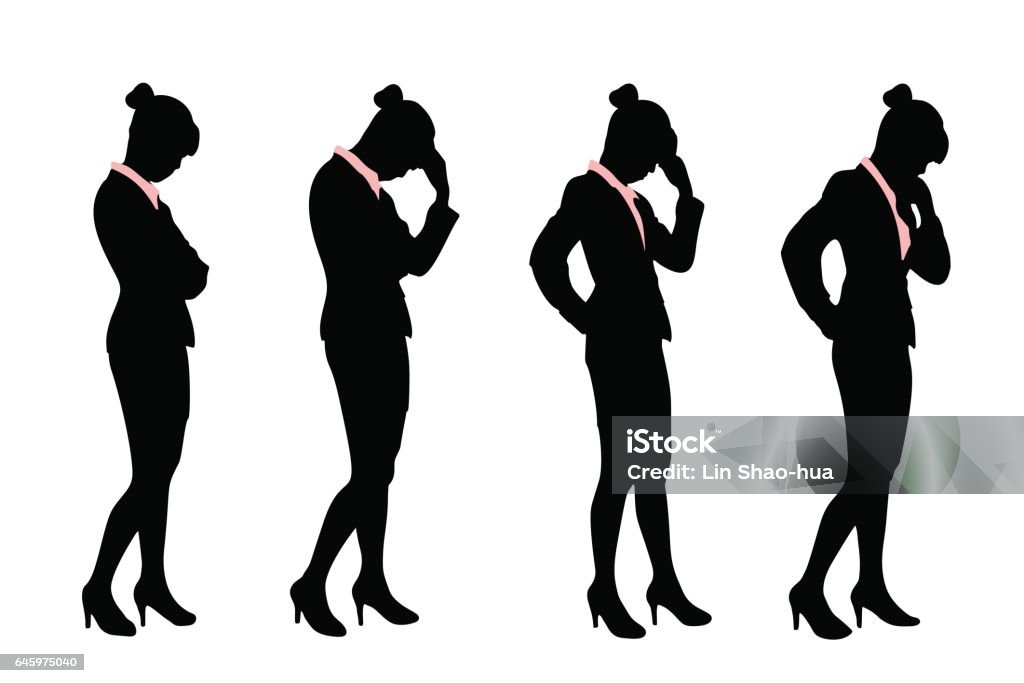 silhouette of business woman silhouette of business woman with white background In Silhouette stock vector