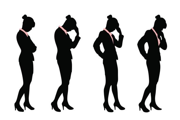 silhouette of business woman silhouette of business woman with white background entrepreneur silhouettes stock illustrations