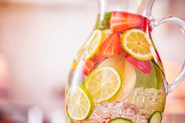 istock Infused Water with Fresh Strawberries, Lime, Lemon and Basil 645985242