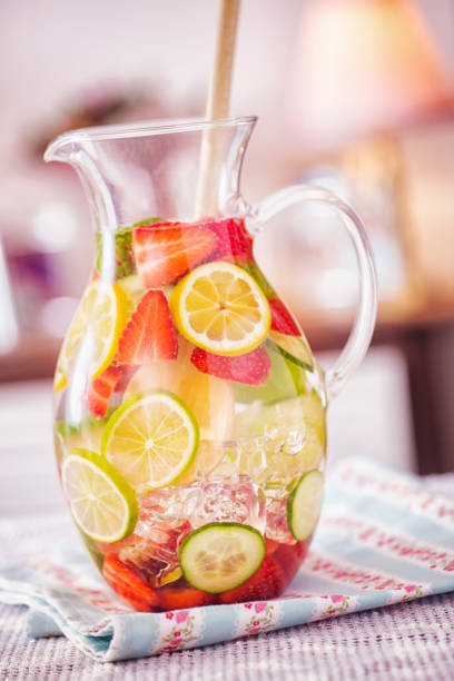 istock Infused Water with Fresh Strawberries, Lime, Lemon and Basil 645985360