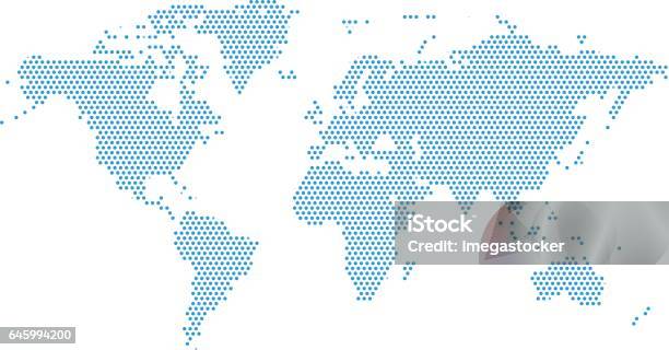 World Continents Map Dots Style Illustration Stock Illustration - Download Image Now - World Map, Spotted, Abstract