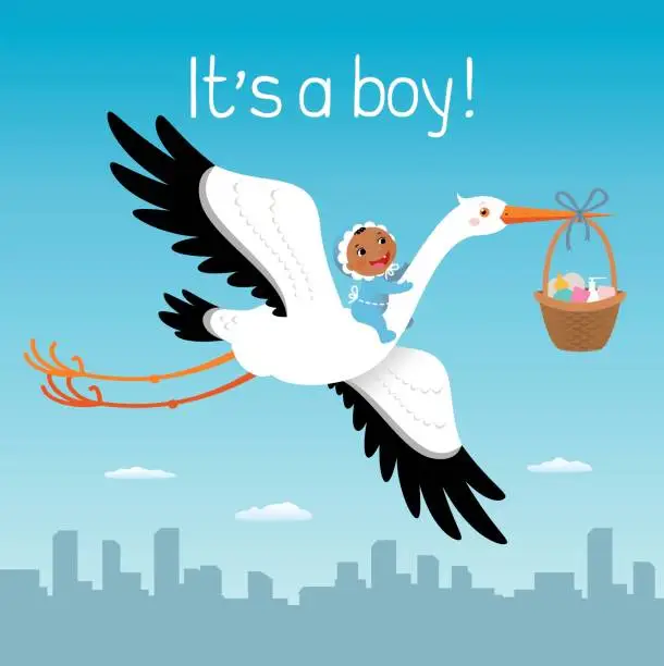 Vector illustration of Black baby boy