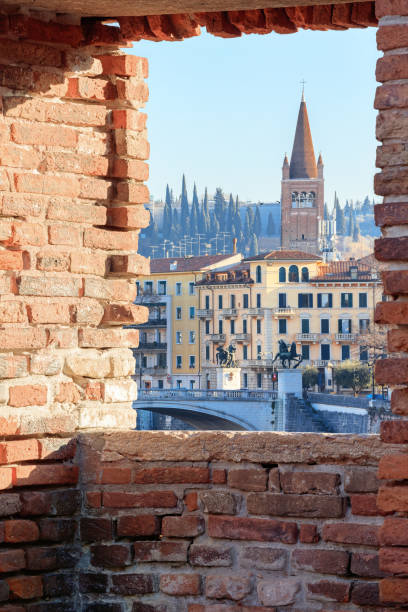 istock Old Verona town, view on river 646017298