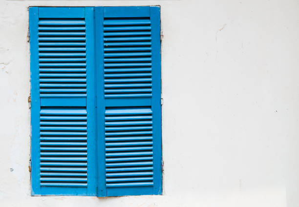 istock Close up photo of a blue window 646026234