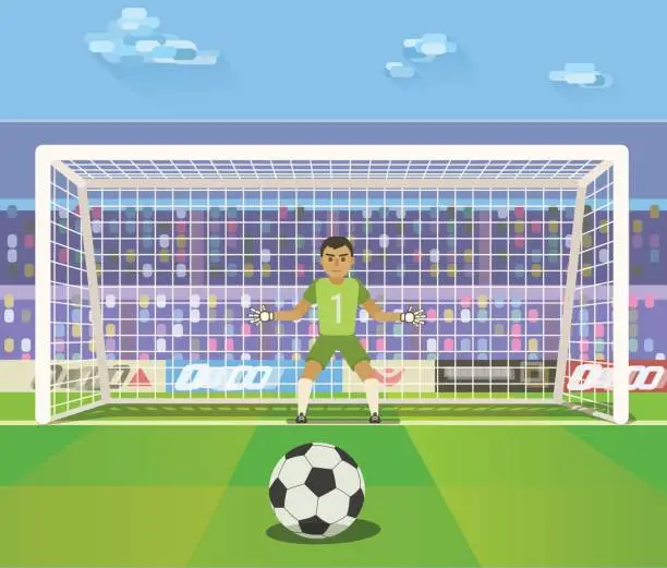 Vector illustration of Soccer. Goalkeeper, vector illustration of a goalkeeper prepares to take a penalty.