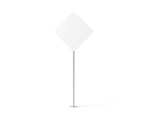 mockup del rhombus bianco bianco - sign pole foto e immagini stock