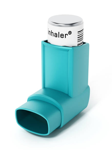 Green asthma inhaler isolated on white. Generic product design Green asthma inhaler isolated on white. Generic product design. allergy medicine stock illustrations