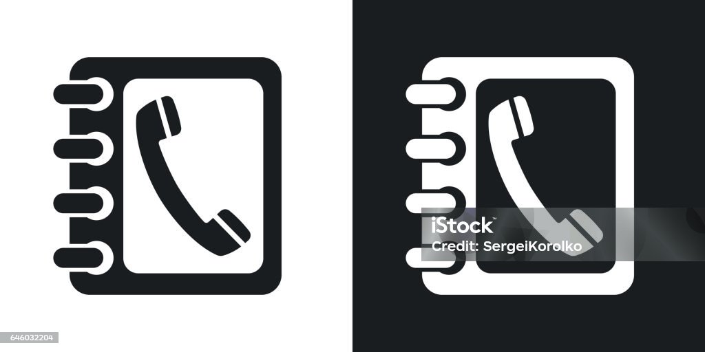 Vector phone book icon. Two-tone version Vector phone book icon. Two-tone version on black and white background Telephone Directory stock vector