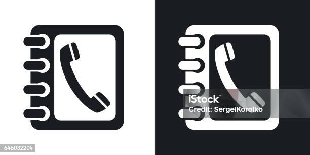 Vector Phone Book Icon Twotone Version Stock Illustration - Download Image Now - Telephone Directory, Address Book, Black Color