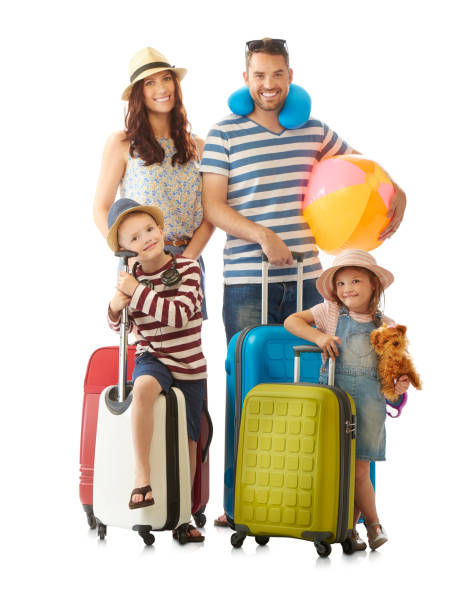 famiglia fuori durante le vacanze estive - family with two children father clothing smiling foto e immagini stock