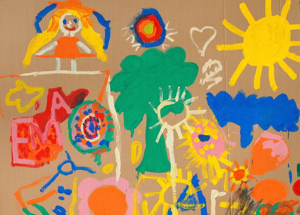 istock Crazy colorful painting - cardboard with graffiti 646037246