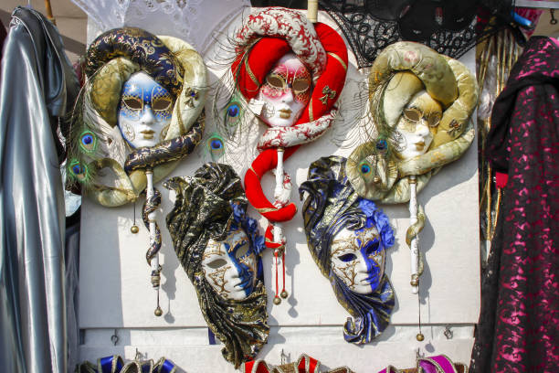 istock Group of typical venetian carnival masks 646037720