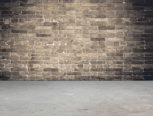 istock Room grunge brick wall and concrete floor 646041118