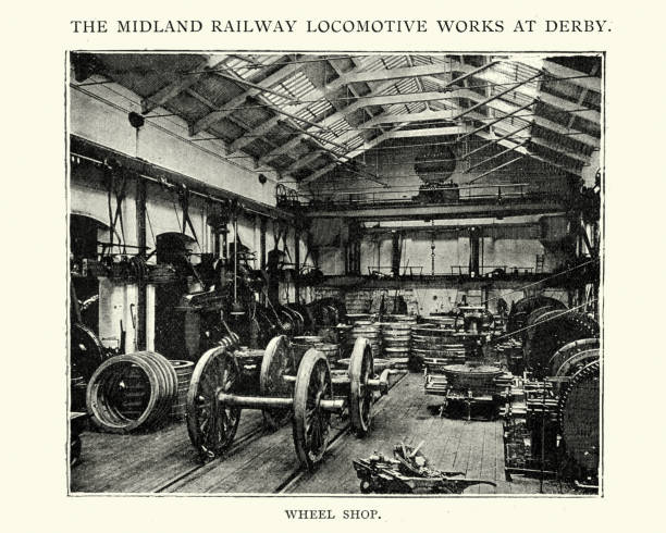 istock Wheel shop Midland railway locomotive works at Derby, 1892 646043348