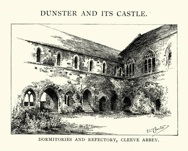 ilustrações, clipart, desenhos animados e ícones de dormitórios e refeitório da abadia de cleeve - dunster house