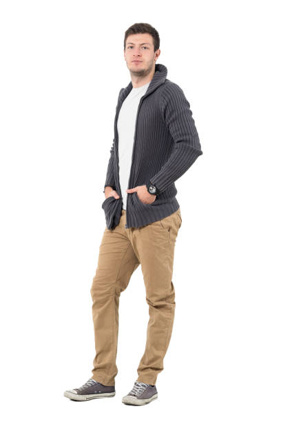 istock Handsome man in gray sweater looking at camera 646050638