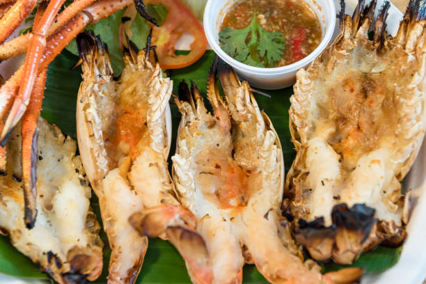 istock grilled river prawn served with seafood sauce 646054620