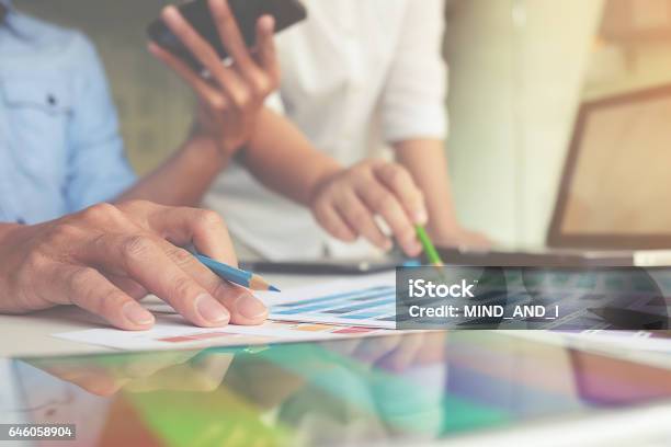 Graphic Design And Coloured Swatches And Pens On A Desk Stock Photo - Download Image Now