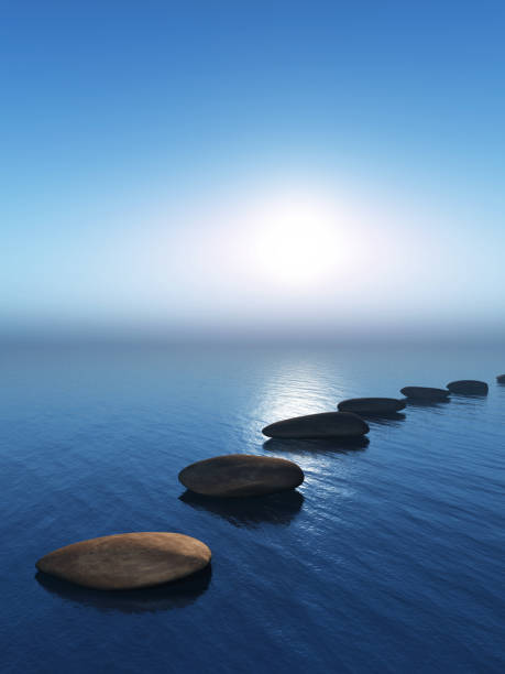 istock 3D stepping stones in the ocean 646062468