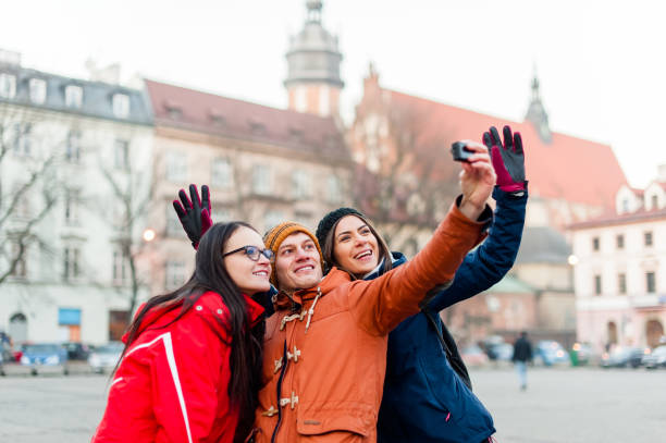 istock Friends taking a selfie with wearable camera 646065308