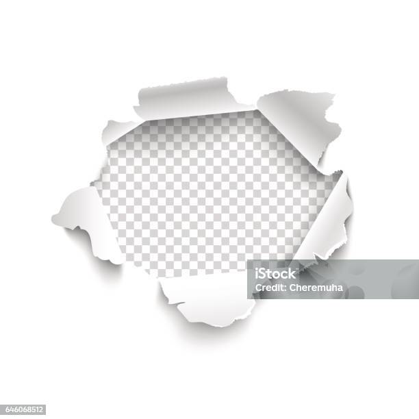 Hole In White Paper Vector Torn Paper Stock Illustration - Download Image Now - Paper, Hole, Exploding