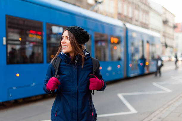 istock Girl in the tram station 646076192