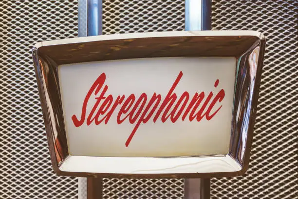 Close up of a vintage jukebox with the text stereophonic