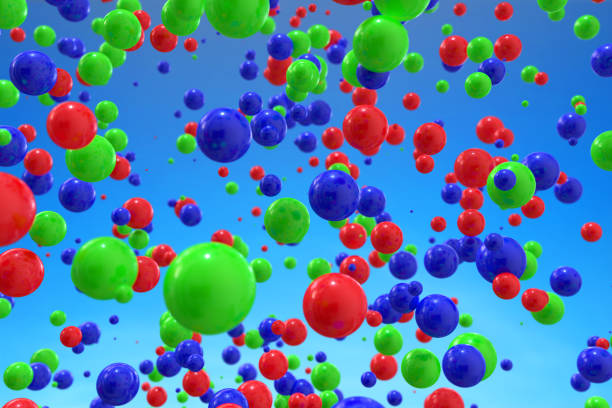 istock Abstract 3d rendering of colorful balls in sky 646085520