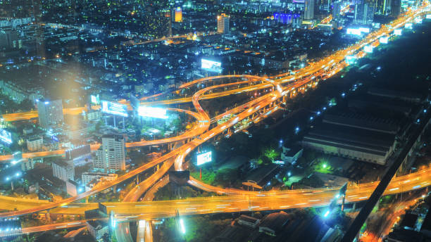 istock Panoramic view Cityscape business district from aerial view high building at dusk (Bangkok, Thailand) 646088698