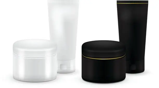 Vector illustration of Set of vector Blank Cosmetic Container
