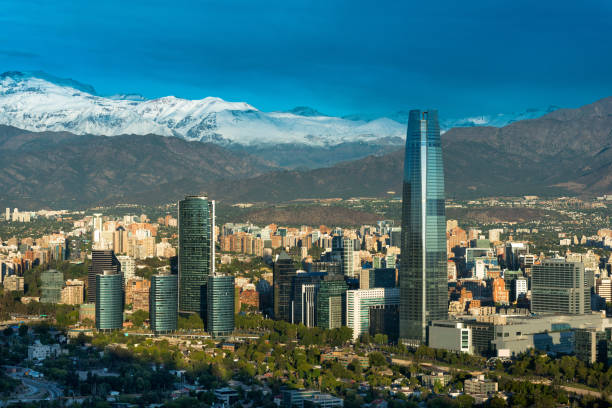 Santiago, Chile Skyline of Santiago de Chile with modern office buildings at financial district in Las Condes. sanhattan stock pictures, royalty-free photos & images