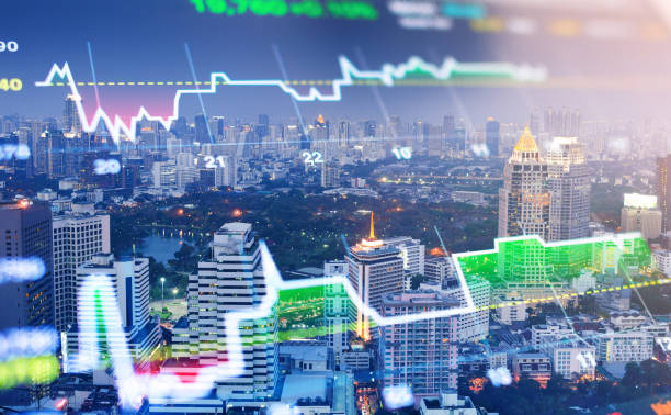 istock Panoramic view urban cityscape thailand with investment theme background 646095932