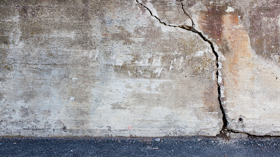 Big crack in concrete wall