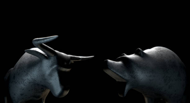 istock Stylized bull opposing a bear in dramatic light representing  financial market trends 646109714