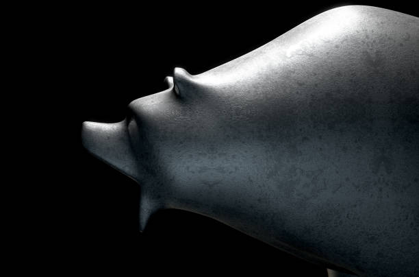 istock Metal casting depicting a stylized bear in dramatic light representing financial market trends 646112716