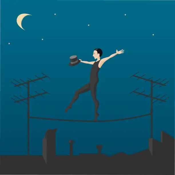 Vector illustration of Tightrope walker