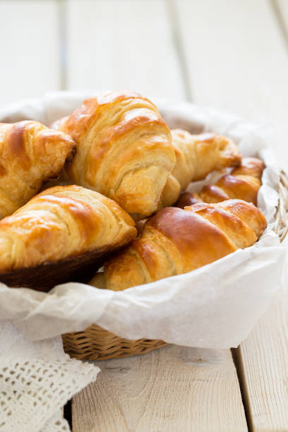 istock Homemade croissants in a basket 646113722
