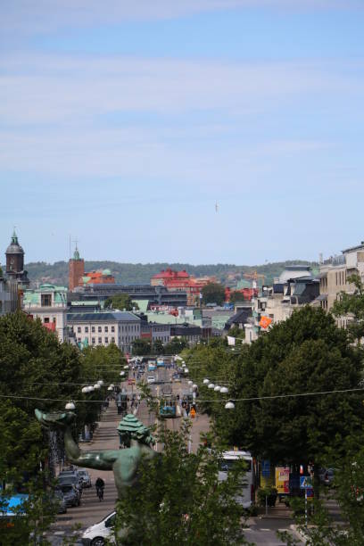 View from Götaplatsen to Kungsportsavenyen in Gothenburg, Sweden Scandinavia stock photo