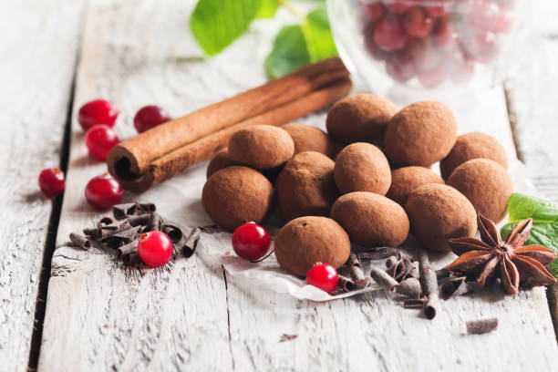 istock chocolate truffles with cranberry 646121692