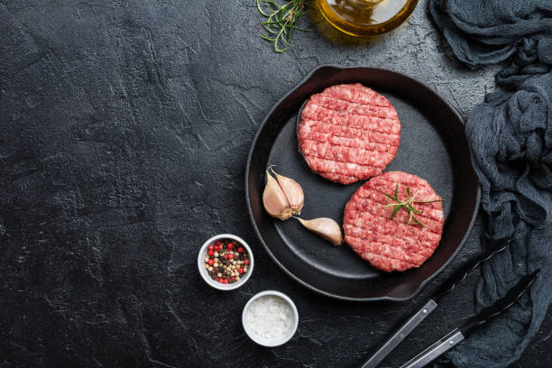 istock raw burgers - cutlets 646124316