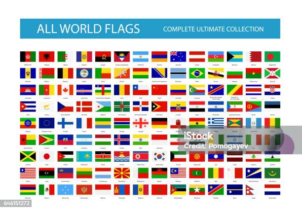 All Vector World Country Flags Part 1 Stock Illustration - Download Image Now - Flag, Asia, Mexico